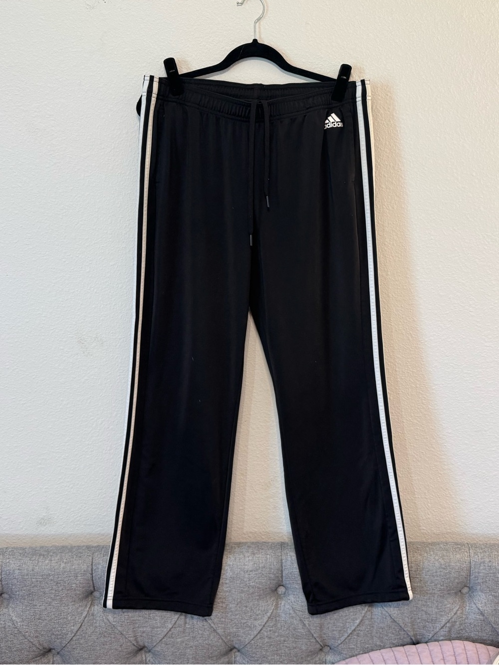 adidas Black Jogger Pants with White Side Stripes